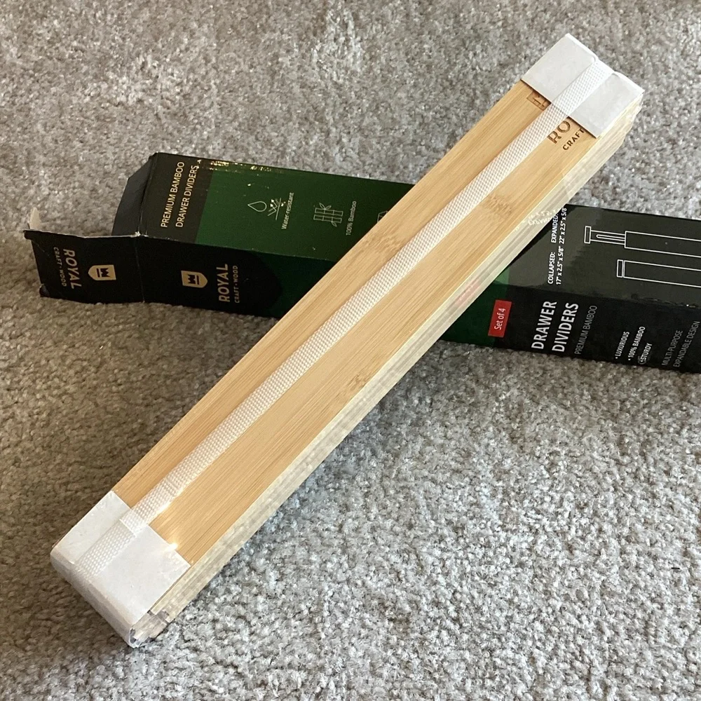 Bamboo Drawer Dividers - Natural Brown NEW IN BOX